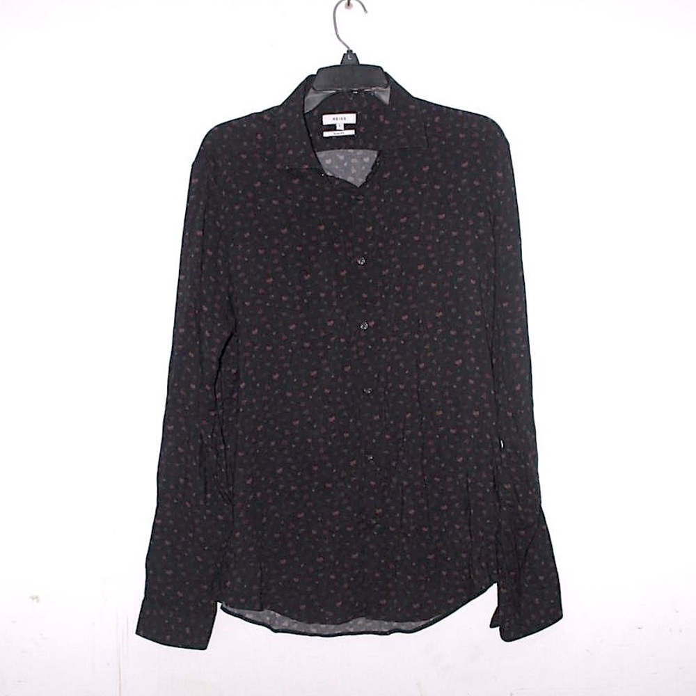 Worn once silk like fabric Reiss long sleeve shirt men’s size L flower pattern